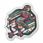 Sticker en vinyle coupé sur mesure : Roller Girl (Devant)