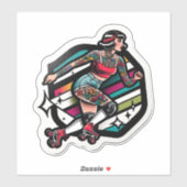 Sticker en vinyle coupé sur mesure : Roller Girl (Feuille)