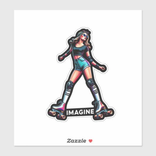 Sticker en vinyle coupé sur mesure : Roller Girl (Feuille)