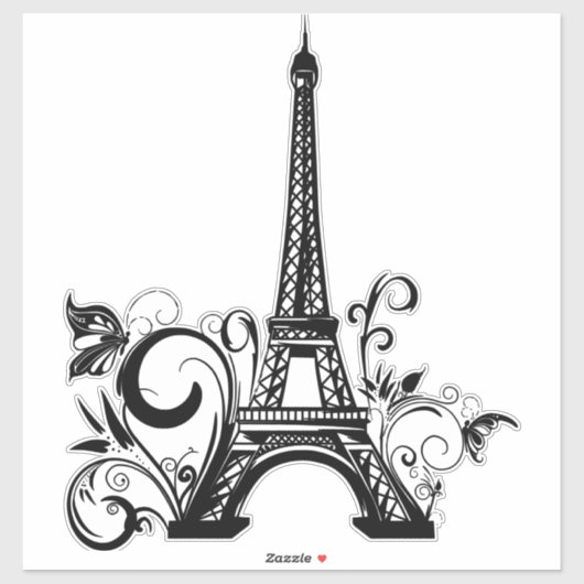 Sticker en vinyle coupé sur mesure Tour Eiffel (Feuille)