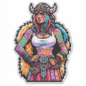 Sticker en vinyle coupé sur mesure : Warrior Woman (Devant)