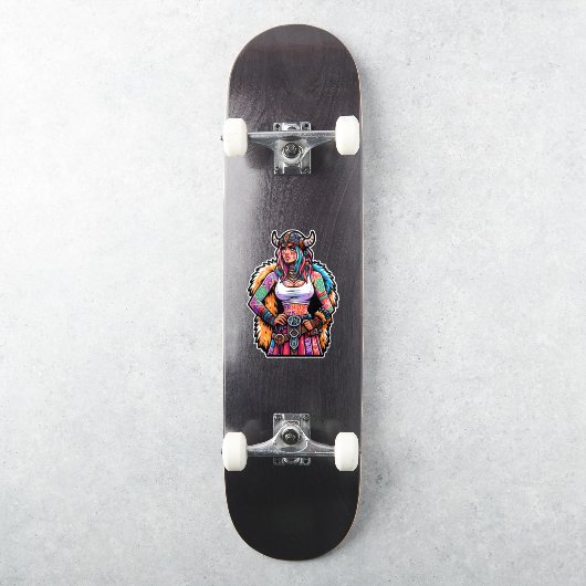 Sticker en vinyle coupé sur mesure : Warrior Woman (Skateboard)