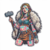 Sticker en vinyle coupé sur mesure : Warrior Woman (Devant)