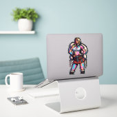 Sticker en vinyle coupé sur mesure : Warrior Woman (Ordinateur portable sur le bureau)