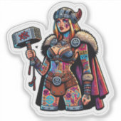 Sticker en vinyle coupé sur mesure : Warrior Woman (Devant)