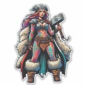 Sticker en vinyle coupé sur mesure : Warrior Woman (Devant)