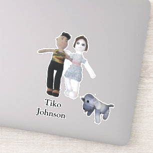 Sticker en vinyle - Couple et Chien