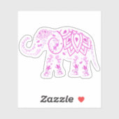 Sticker en vinyle cousu rose Elephant (Feuille)