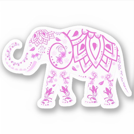 Sticker en vinyle cousu rose Elephant (Devant)