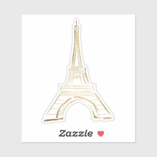 Sticker en vinyle cousu sur mesure Tour Eiffel Or (Feuille)