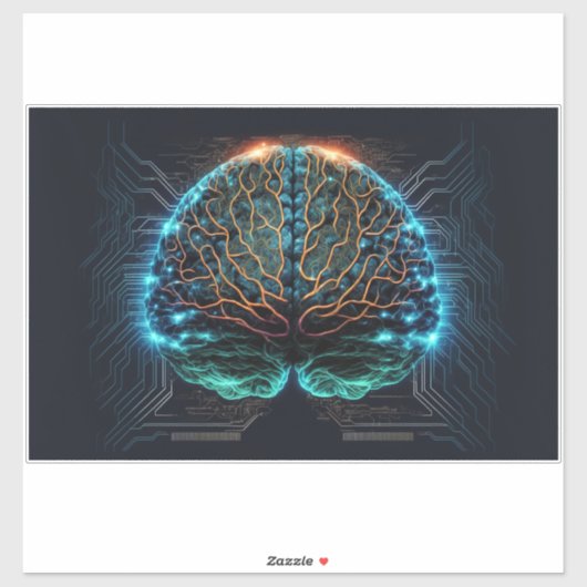 Sticker en vinyle Cyber Cerveau Ordinateur (Feuille)