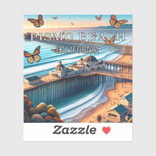 Sticker en vinyle de 3 pouces de Pismo Beach Calif (Feuille)