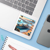 Sticker en vinyle de 3 pouces de Pismo Beach Calif (Ordinateur portable avec iPhone)