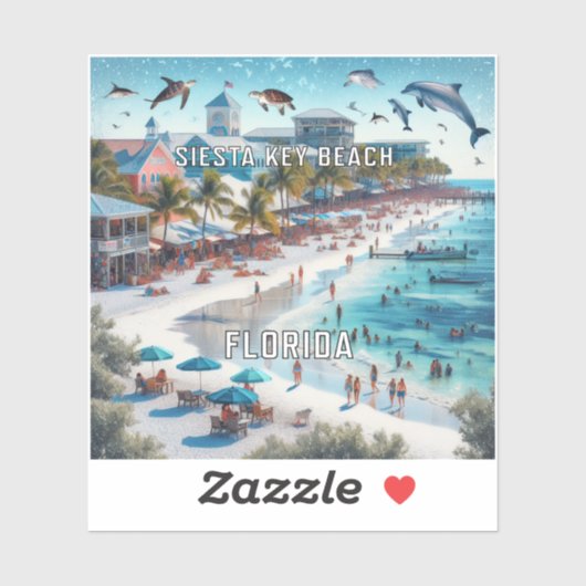 Sticker en vinyle de 3 pouces Siesta Key Beach Flo (Feuille)