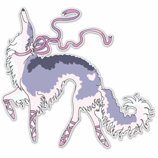 Sticker en vinyle de ballet Borzoi Die Cut (Devant)