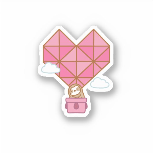 Sticker en vinyle de ballon à air chaud Sloth Hear (Devant)