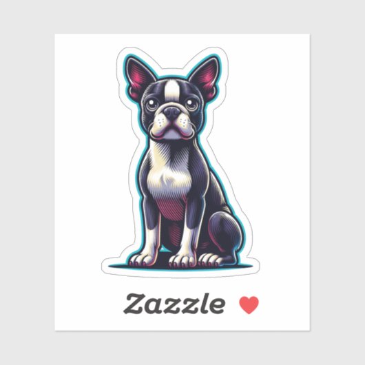 Sticker en vinyle de Boston Terrier (Feuille)