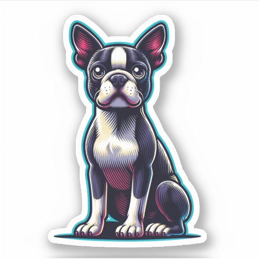 Sticker en vinyle de Boston Terrier (Devant)