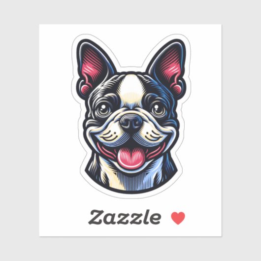 Sticker en vinyle de Boston Terrier (Feuille)