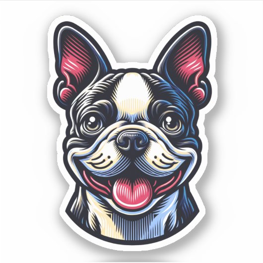 Sticker en vinyle de Boston Terrier (Devant)