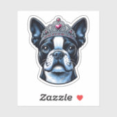 Sticker en vinyle de Boston Terrier - Reine (Feuille)