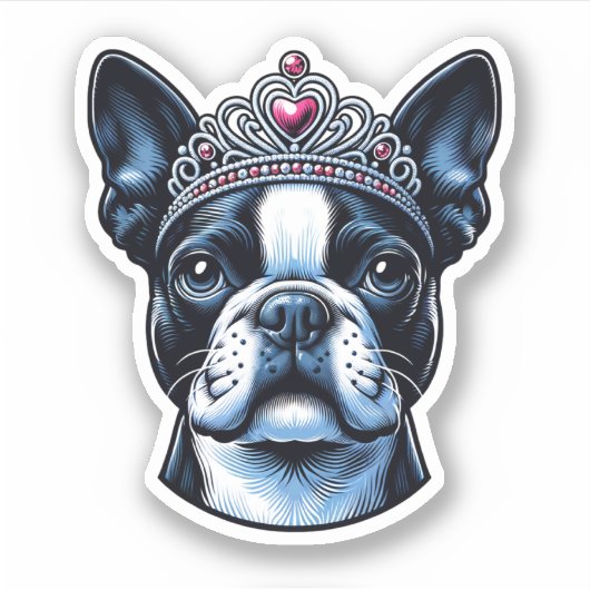 Sticker en vinyle de Boston Terrier - Reine (Devant)