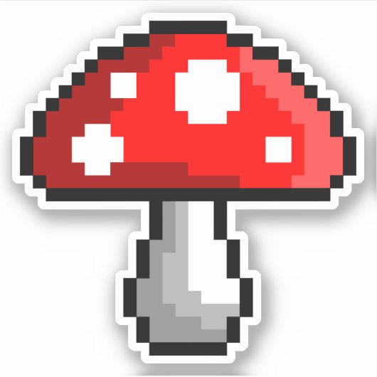Sticker en vinyle de champignons Pixel (Devant)