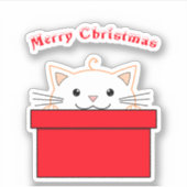 Sticker en vinyle de chat mou | Joyeux autocollant (Devant)