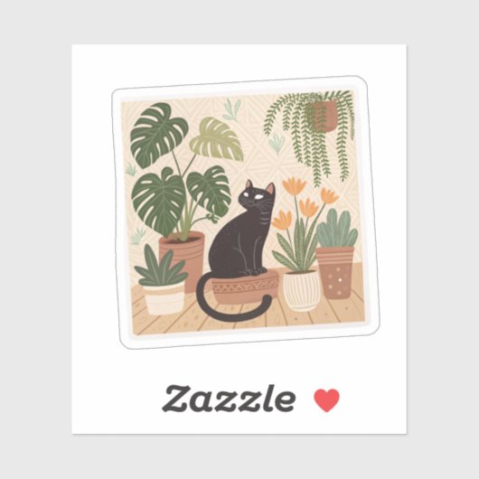 Sticker en vinyle de chat noir adorable | "Panthèr (Feuille)