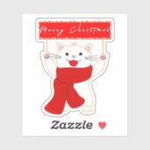 Sticker en vinyle de chat très agréable | Joyeux N (Feuille)