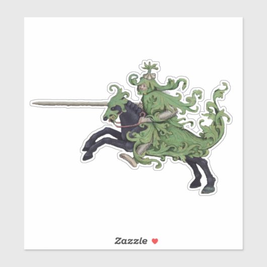 Sticker en vinyle de chevalier vert (Feuille)
