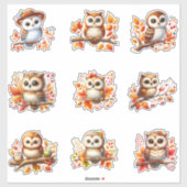Sticker en vinyle de chouette (Feuille)
