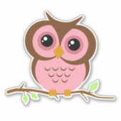 Sticker en vinyle de chouette rose cartonné (Devant)