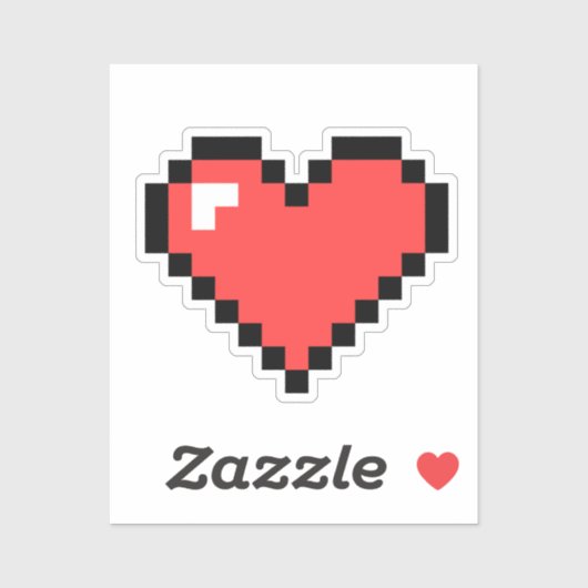 Sticker en vinyle de coeur de jeu vidéo 8bits (Feuille)