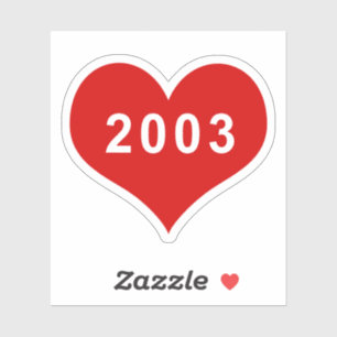 Sticker en vinyle de coeur de l'amour rouge 2003