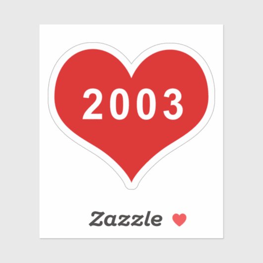 Sticker en vinyle de coeur de l'amour rouge 2003 (Feuille)