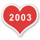 Sticker en vinyle de coeur de l'amour rouge 2003 (Devant)