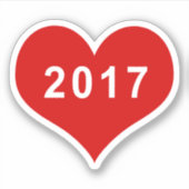 Sticker en vinyle de coeur de l'amour rouge 2017 (Devant)