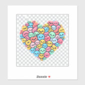 Sticker en vinyle de coeur doux Kawaii (Feuille)