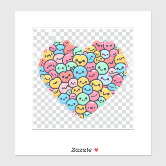 Sticker en vinyle de coeur doux Kawaii (Feuille)