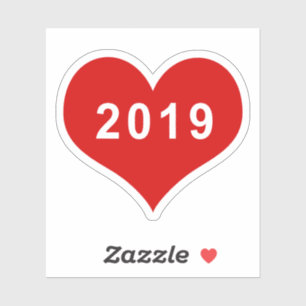 Sticker en vinyle de coeur rouge 2019