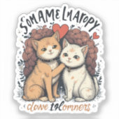 Sticker en vinyle de couple de chat mignon féline (Recto)