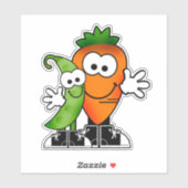Sticker en vinyle de Cutie Cartoon Peas et Carotte (Feuille)