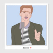 Sticker en vinyle de dessin animé Rick Astley (Feuille)