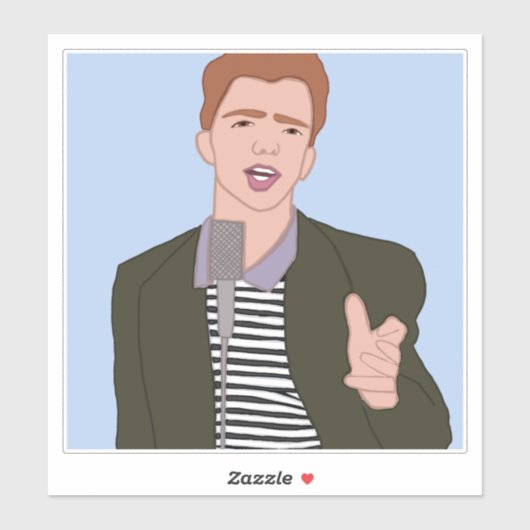 Sticker en vinyle de dessin animé Rick Astley (Feuille)