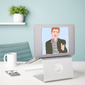 Sticker en vinyle de dessin animé Rick Astley (Ordinateur portable sur le bureau)