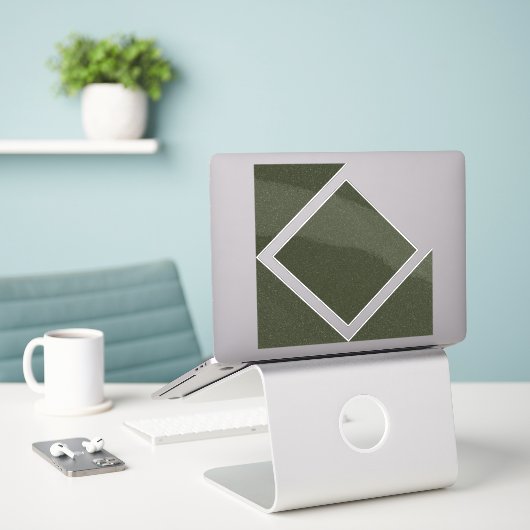 Sticker en vinyle de diamant vert mousse (Ordinateur portable sur le bureau)
