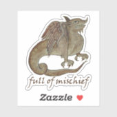 Sticker en vinyle de dragon "plein de méfait" (Feuille)