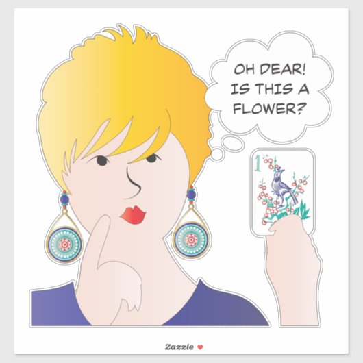 Sticker en vinyle de fleur Mah Jongg (Feuille)