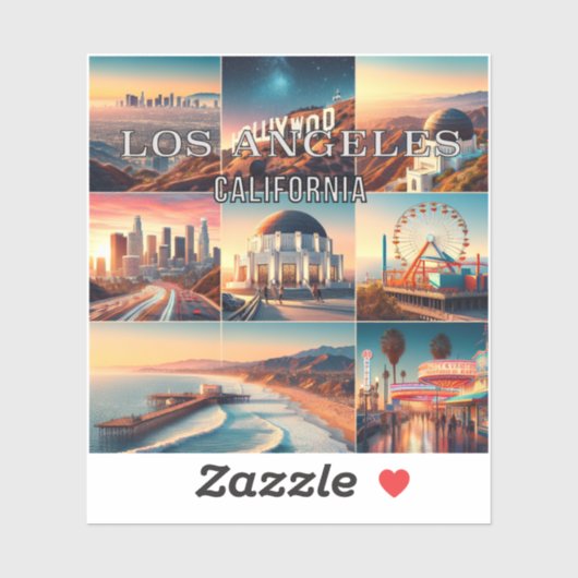 Sticker en vinyle de Los Angeles California 3 pouc (Feuille)